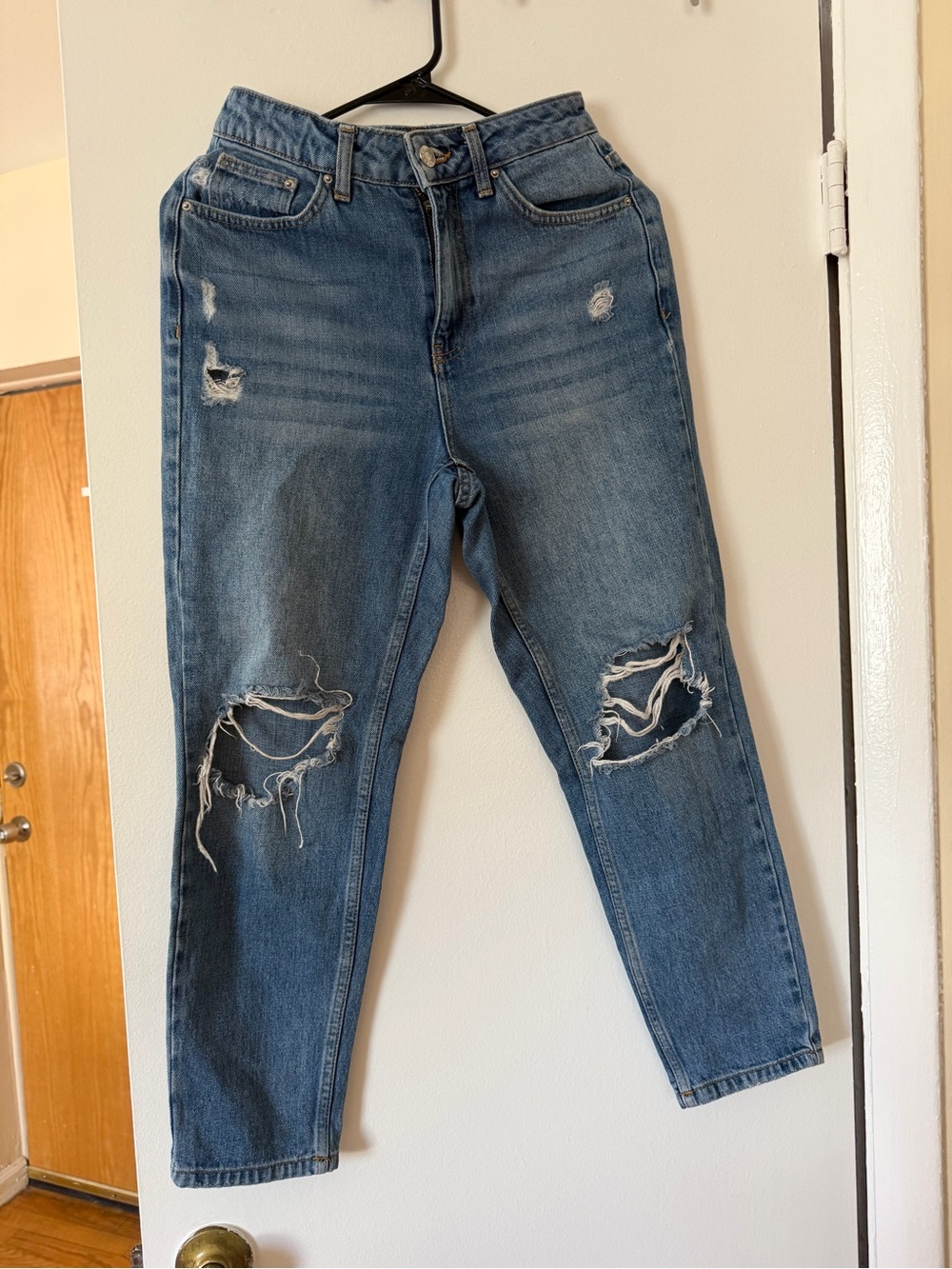 Topshop Distressed Light Blue Boyfriend Jeans